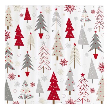 Funnytree 72"x72" Merry Christmas Winter Fashion Tree Xmas New Year Holiday Home Bathtubs Farmhouse Shower Curtain for Bathroom Decor Machine Washable (Hooks Not Included)