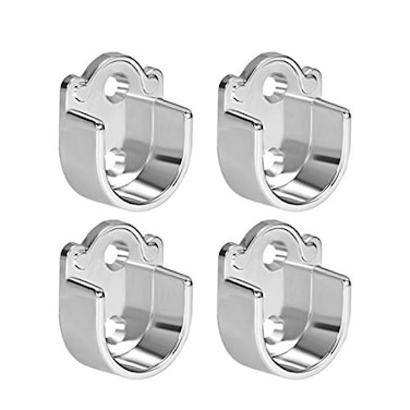 uxcell 4pcs Zinc Alloy Wardrobe Closet Rod Bracket, Shower Curtain Rod Pole End Supports Sockets Flange Holder Fit Rod Dia 25mm