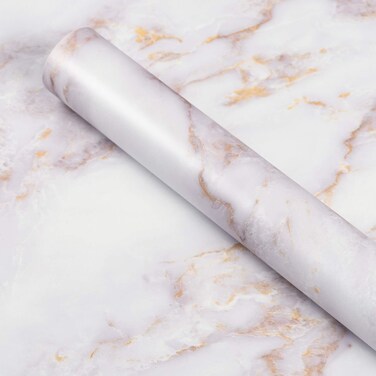 Livelynine 15.8 x 394 Inch Matte Gold Contact Paper Marble Countertop Peel and Stick Wallpaper for Bathroom Vanity Kitchen Countertop Adhesive Paper Waterproof Table Counter Dresser Top Protector
