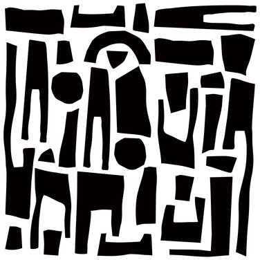 SHYJSHYJ Peel and Stick Black Vinyl Abstract Wall Decals, Modern Geometric Minimalist Mysterious Stone Blocks Wall Art Stickers, Stairs Cabinet Bathroom Living Room Offcie Home Wall Decor