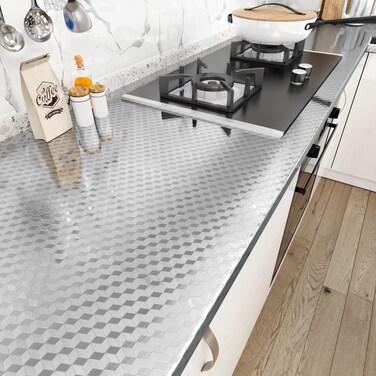 WESTICK Silver Stainless Steel Contact Paper for Countertops Waterproof Stainless Steel Wallpaper Oil Proof Wall Paper for Kitchen Backsplash Cabinets Self Adhesive Silver Contact Paper 394"x15.8