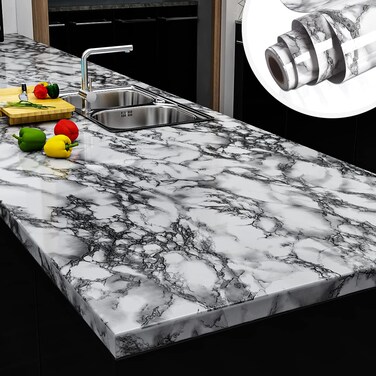 Yenhome Countertop Contact Paper Waterproof 393x30 inch Grey Granite Marble Contact Paper Self Adhesive Wallpaper Kitchen Countertop Peel and Stick Wallpaper Removable Contact Paper for Desk Table Top