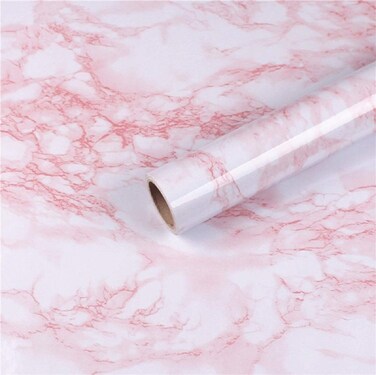 practicalWs 23.6in &Atilde;&mdash;118in White Pink Marble Wallpaper Peel and Stick Countertops Self-Adhesive Vinyl Waterproof Wallpaper Great As Cabinets Drawer Shelf Wall Crafts Wall Paper Decorations