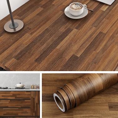 Livelynine Butcher Block Peel and Stick Countertops 15.8x197 Cabinet Wallpaper Natural Wood Contact Paper for Kitchen Counter Top Wrap Vinyl Waterproof Walnut Door Dresser Cover Desk Covers Removable
