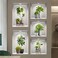 Aurbhosa Green Plant Wall Decal Tropical Plant Potted Wall Sticker Peel and Stick Green Leaf Wall Art Mural DIY Vinyl Nature Wall Decal for Living Room Kitchen Office Decor