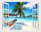 THNWSY 3D Self-Adhesive Painting Fake Window Wall Stickers Tropical Island with Palm Trees Wall Mural Window View Wall Decor for Home (36"&Atilde;&mdash;48", Palm Beach 2)