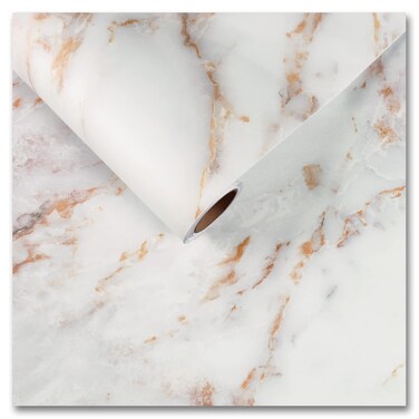 CRE8TIVE White Gold Marble Contact Paper 24"x118" Matte Marble Wallpaper Peel and Stick Countertops Waterproof Self Adhesive Removable Wallpaper White Marble Vinyl Wrap for Bathroom Kitchen Counters