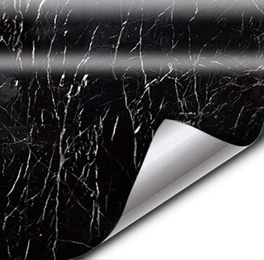 VViViD Black Marble Gloss Vinyl Architectural Wrap for Home Office Furniture Wallpaper Tile Sheet 6.5ft x 15.9 inches Roll (6.5ft x 15.9 inches 2-roll Pack)
