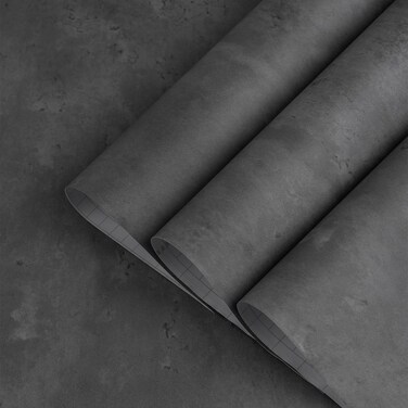 TOTIO Wide Dark Grey Concrete Wallpaper Peel Stick 24x708inch Matte Thicken Waterproof Adhesive Gray Cement Textured Contact Paper Vinyl Wall Paper Rolls for Store Rental House Modern Industrial Style