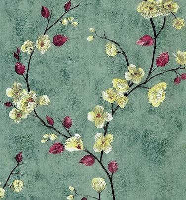 JZ&Acirc;&middot;HOME 8619-10M Floral Peel and Stick Wallpaper 17.7" x 32.8ft Green Plum Flower Removable Self Adhesive Contact Paper Drawer Shelf Liner Vinyl Film Roll for Furniture Home Wall Decor