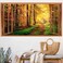 Forest Wall Stickers 3D Fake Windows Wall Stickers Removable Nature Landscape Faux Windows Wall Decals Peel and Stick Fall Maple Trees Wall Art Mural Stickers for Bedroom Living Room Office Decoration