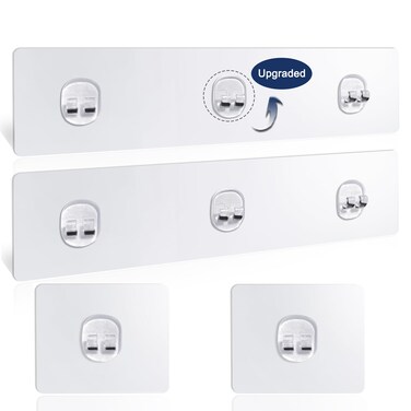 ORD OF SP Shower Caddy Adhesive Replacement, 4 Pack Strong Adhesive Shower Hooks, Water-Proof Shower Adhesive Strips, No Drilling for Corner Shelf Basket, Bathroom Storage Shelves and Kitchen Racks