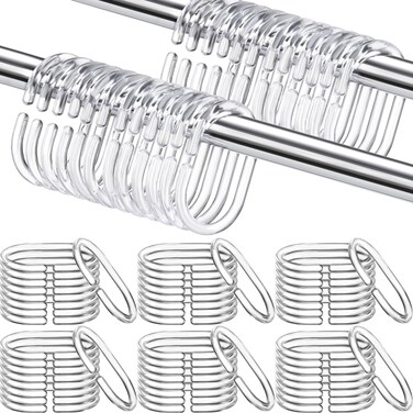 Sintuff 120 Pcs Plastic Shower Curtain Rings Hooks C Shaped Rings Hook Hanger for Bathroom Shower Window Rod (Clear)