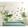 HomDSim Lotus Flower Bird Fish Wall Decor Decal Sticker,Living Room PVC Mural Decorative Craft Wall Art Decoration Painting Large Removable Chinese Style