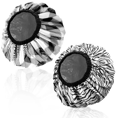 2 Pcs Deep Conditioning Hair Caps Waterproof Double Layer Hot Oil Hair Treatment Heat Caps Reusable Shower Caps Steam Caps Processing Caps for Hair Deep Conditioning, Black Series