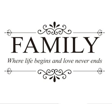 Family Theme Home Decor Quotes Wall Decal Family Where Love Begins and Love Never Ends Sayings Vinyl Decoration Wall Stickers for Living Room,Bedroom Wall Mural TM-24 (Black)