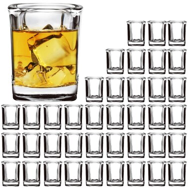 Shot Glasses Set with Heavy Base,2.2 oz Mini Square Whiskey Shot Glasses bulk, 40 pack Clear Espresso Shot Glass for Whiskey and Liqueurs,Ideal for Christmas,Halloween and Thanksgiving