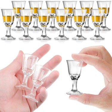 CHENGU 12 Pieces Mini Size 0.4 Oz/Half an Ounce Shot Glasses Cordial Shot Glasses Clear Cordial Glasses Mini Wine Glasses Tequila Shot Glasses with Base Whiskey Shot Glass Set Spirit Glasses