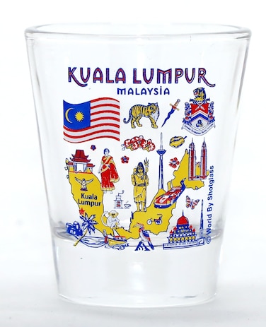 Kuala Lumpur Malaysia Landmarks and Icons Collage Shot Glass