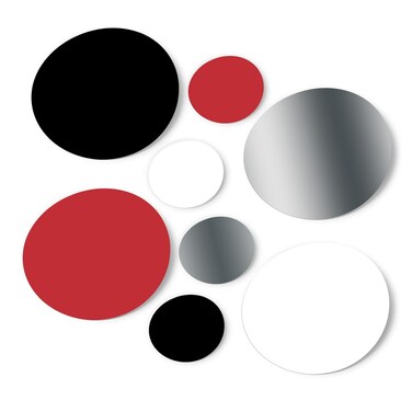 Red/Black/Silver/White Vinyl Wall Stickers - 2" &amp; 4" Circles (60 Decals)