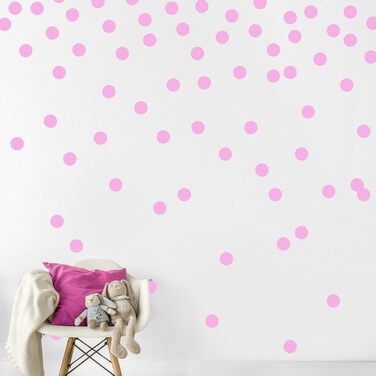 Pink Wall Decal Dots (200 Decals)   Easy Peel &amp; Stick + Safe on Walls Paint   Removable Matte Vinyl Polka Dot Decor   Round Circle Art Glitter Sayings Sticker Large Paper Sheet Set for Nursery Room