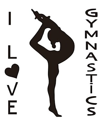 Girl Room Bedroom Wall Decor I Love Gymnastics Vinyl Wall Stickers Decal Girls Dance Gym Decor for Kids Room Nursery Bedroom Art Girl Bedroom Wall Decor Mural Yoga Stickers (TM-2 Black)