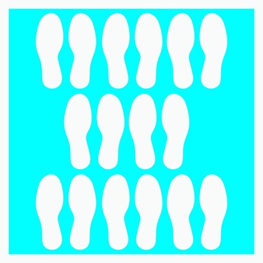 LiteMark Durable Gloss Finish White 8 Inch Small Footprint Decal Vinyl Stickers   Great for Floors, Ceilings, Walls, and Most Smooth Surfaces   Pack of 16 Footprints (8 Pairs)