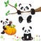 Amaonm Removable Cartoon Smile Panda Wall Decal Kids Room Wall Stickers 3D Peel Stick DIY Nursery Art Decor Baby Sticker Girls Living Room Classroom Kindergarten Bathroom Bedroom Decoration