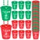Yinkin 12 Pieces Christmas Shot Glass Necklace Plastic Shot Glasses Red Team Naughty Green Team Nice Shot Glass on Beaded Necklace for Christmas Holiday Party Decorations Supplies