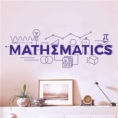 Children Room Mathematics Sign Wall Stickers Math Education Vinyl Decals School Classroom Decoration Motivational Poster Wall Murals HQ951 (Blue)