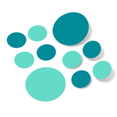 Turquoise/Mint Green Vinyl Wall Stickers - 2 &amp; 4 inch Circles (30 Decals)