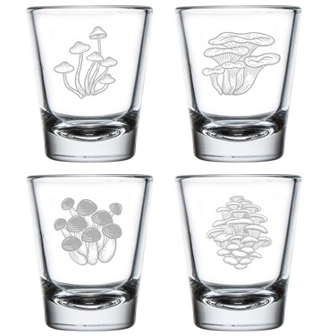MIP Set of 4 Shot Glasses 1.75oz Shot Glass Gift Mushroom Collection