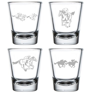 MIP Set of 4 Shot Glasses 1.75oz Shot Glass Gift Horse Racing Collection