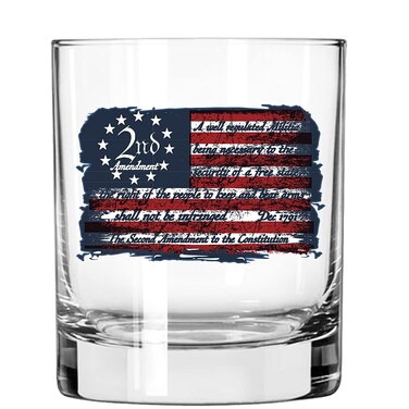 Lucky Shot - 2ND Amendment to The Constitution with USA Flag Whiskey Glass   Second Amendment Gifts For Him Whiskey Glass   Old Fashioned Independence Day Gift Glasses (11 oz)