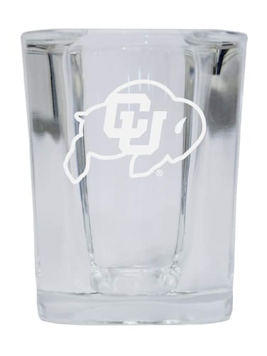 Colorado Buffaloes 2 Ounce Square Shot Glass laser etched logo Design Officially Licensed Collegiate Product