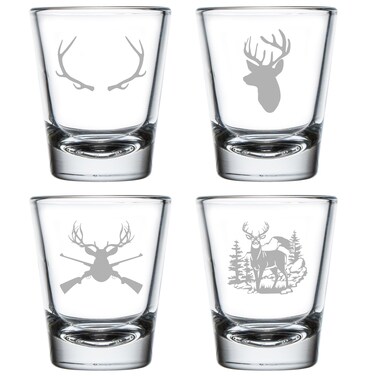 MIP Set of 4 Shot Glasses 1.75oz Shot Glass Gift Deer Hunting Collection