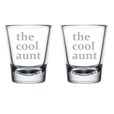 MIP Set of 2 Shot Glasses 1.75oz Shot Glass Gift The Cool Aunt Funny For Aunt