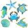 Lounsweer 6 Pcs Metal Beach Wall Sculptures Outdoor Metal Sea Jellyfish, Octopus, Dolphins, Whales, Angel Fish, Corals Wall Art Decoration for Patio Pool Bathroom Yard Farmhouse Fence Deck