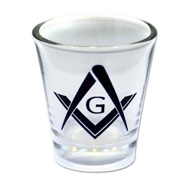 Square &amp; Compass Masonic Shot Glass