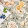 HAOKHOME Shelf Liner and Cabinet Liner Floral Peony, Self-Adhesive Drawer Liners, Peel and Stick Contact Paper for Kitchen Cupboard, Non Slip Bathroom Drawers, Green Cream 17.7in x 6.5ft