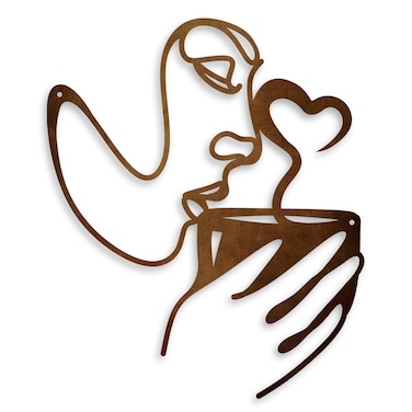 Oubasa Metal Coffee Wall Decor, Kitchen Wall Art, Minimalist Woman Drinking Coffee Sculptures for Office Living Room Coffee Bar Home Decoration, Housewarming Gifts for Women