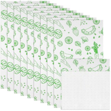 Amyhill 10 Pcs Refrigerator Liners Refrigerator Shelf Liners Absorbent Fridge Liner Refrigerator Mats Washable Fridge Drawer Liners for Shelves, Kitchen, Home, Cabinet, Trays(Fruits, 16 x 24 Inch)