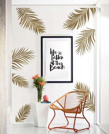 Palm Leaves Wall Decal - Gold Metallic - by Simple Shapes