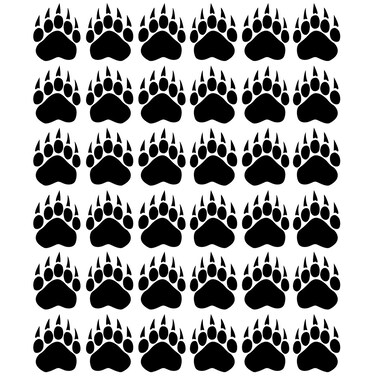 VWAQ Bear Paw Print Floor Decals - Peel and Stick Footprint Wall Decals - 36 PCS (Black)