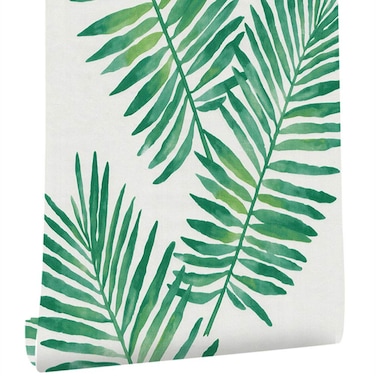 Self-Adhesive Decorative Green Tropical Palm Leaves Shelf Drawer Liner Contact Paper Wallpaper for Walls Cabinets Dresser Drawer Table Cupboard Furniture Backsplash Arts Crafts 17.7x117 Inches