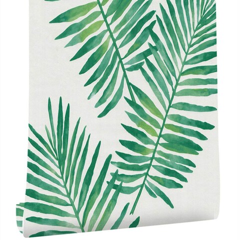 Self-Adhesive Decorative Green Tropical Palm Leaves Shelf Drawer Liner Contact Paper Wallpaper for Walls Cabinets Dresser Drawer Table Cupboard Furniture Backsplash Arts Crafts 17.7x117 Inches
