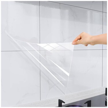 Clear Contact Paper,15.75 * 118" Peel and Stick Clear Wall Protector,Heat-Resistant Clear Shelf Liner Backsplash Protector,Oil-Proof Clear Protective Film Wallpaper,Transparent Kitchen Wall Sticker