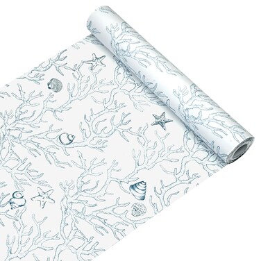 Blue Conch Adhesive Shelf Liner Peel &amp; Stick Dresser Drawer Sticker Cabinet Sticker Furniture Contact Paper Removable Vinyl Self Adhesive