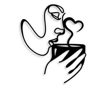 Oubasa Metal Coffee Sign Wall Art, Kitchen Home Wall Decor, Minimalist Woman Coffee Black Wall Decors Modern Art for Office Living Room Coffee Bar Decorations, Housewarming Gifts