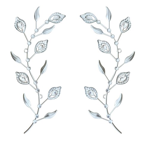 sxnzequnze Bling Metal Leaf Decoration Home Decoration Modern Minimalist Style Wall Hanging Art Living Room Bedroom Bathroom Wall Decoration Set of 2 Silver